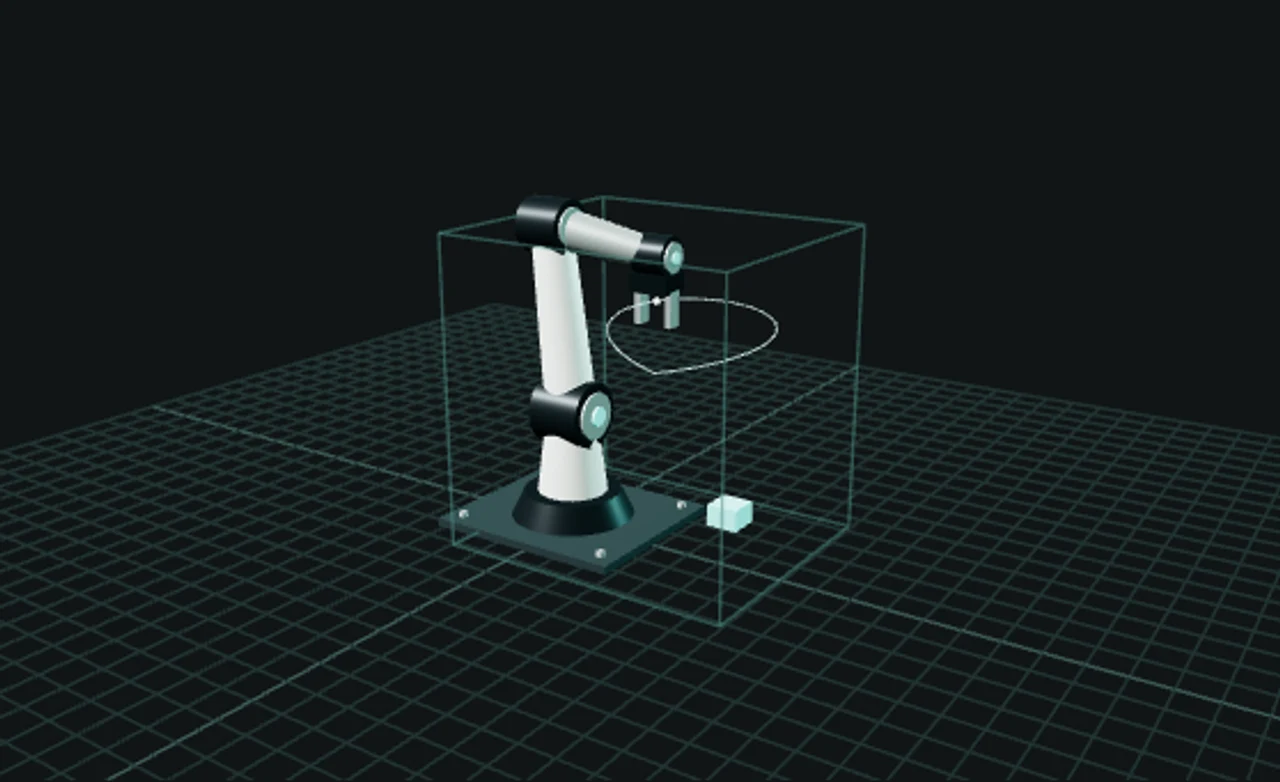 Robotic arm in its bounded task workspace. Synthetic visualization.